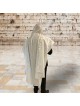White Acrylic Tallit (Prayer Shawl) with Silver Stripes and Baroque-Pa